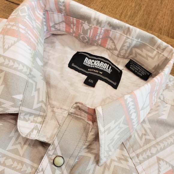 Rock&Roll Mens Denim Button Up - Picture 3 of 5